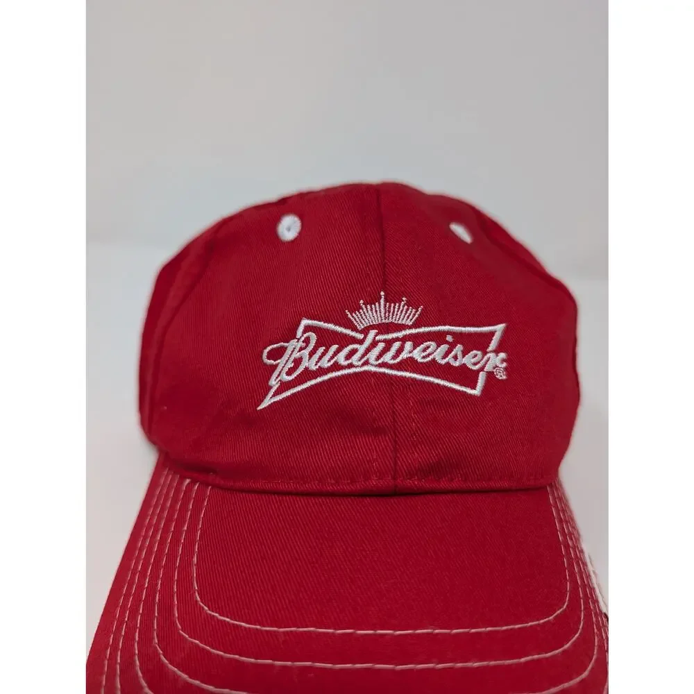 Budweiser Beer Red Hat Grab Some‎ Buds Baseball Cap Adjustable Beach BBQ Summer